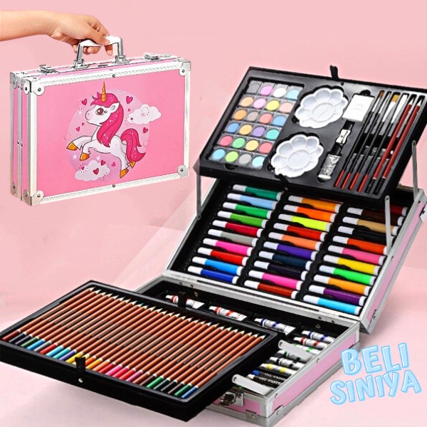 

Terlaris Crayon Set 145 Pcs Set Lukis/ Alat Gambar / Water Colour / Kid Draw