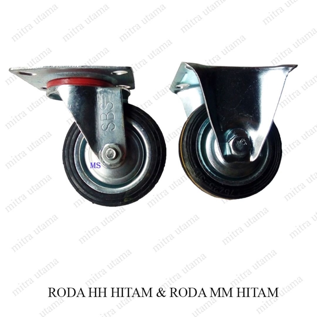 Roda Etalase - Troli Hitam ( Ukuran 4" )