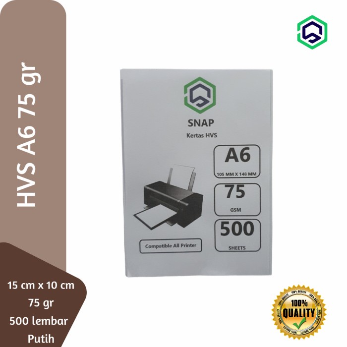 

Kertas HVS A6 75 gr Label Resi Pengiriman - 500 Lembar