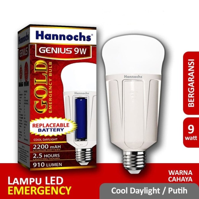 Terlaris Hannochs Emergency Led Genius Ac/Dc Gold 9 Watt Cdl