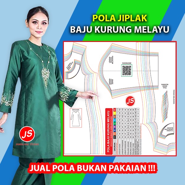 Pola Jiplak Baju Kurung Melayu [ Pola Baju Jamblang Studio ]