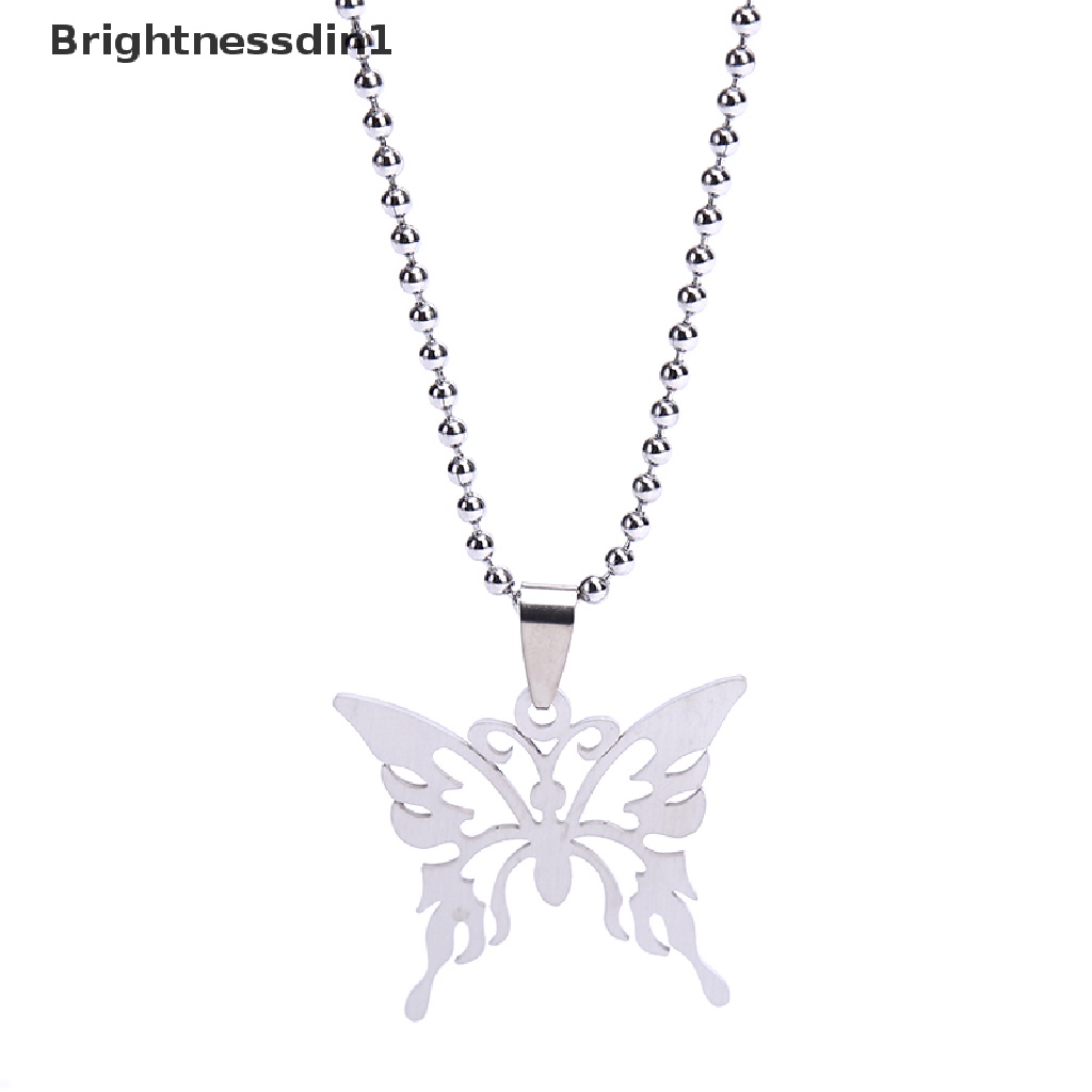 [Brightnessdin1] Fashion Kupu-Kupu Stainless Steel Liontin Kalung Rantai Wanita Pria Perhiasan Butik