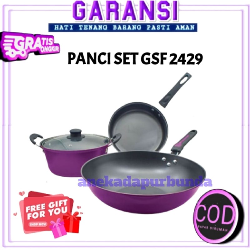 Panci Wajan 1 Set Isi 4 Pcs Panci Set Serbaguna Anti Lengket