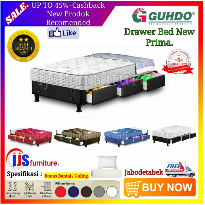 Terlaris Guhdo Drawer Bed / Laci New Prima Tanpa Sandaran Uk 100X200