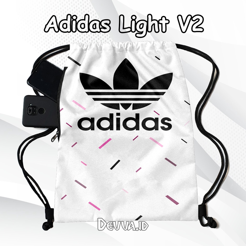Tas Serut Anti Air String Bag Full Print Pria Dan Wanita Motif Adidas Light V2 Tas Sekolah Tas Olahraga