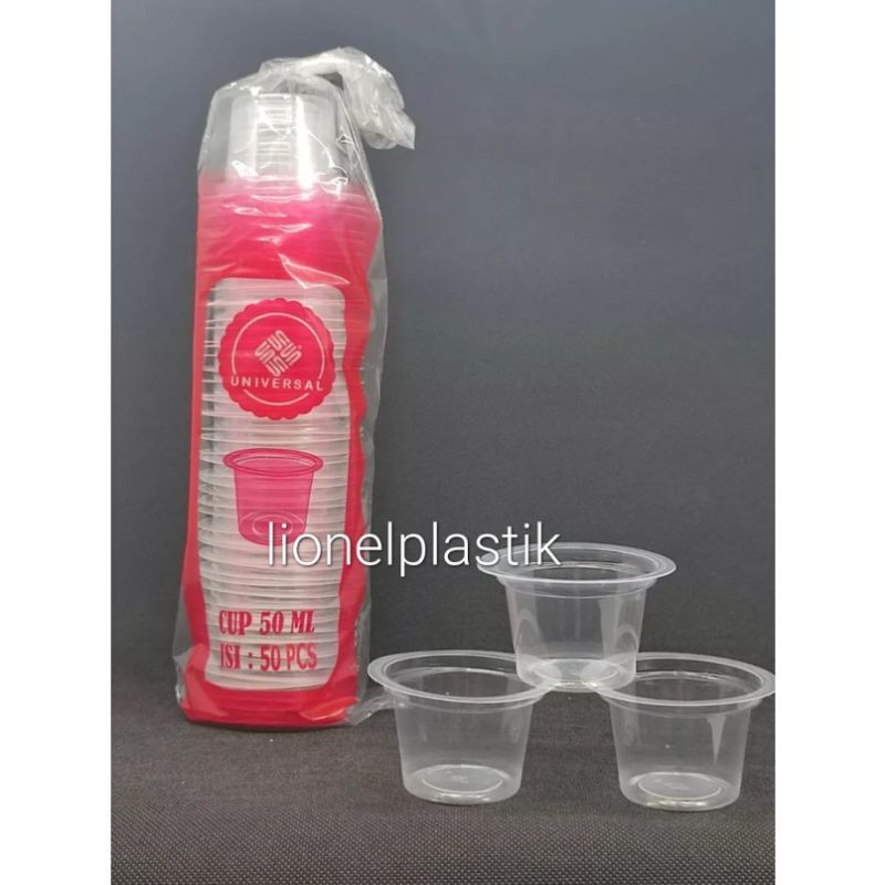 Isi 50pcs Cup Jelly Agar Puding / Gelas Plastik Ice Cream 50ml 65ml + Tutup