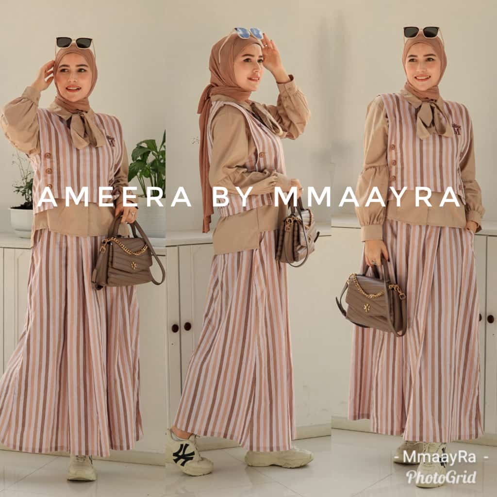 AMEERA STRIPES by MMAAYRA (Setelan rok blus, Setelan kasual rok dan blus, Setelan kasual rok, Setela
