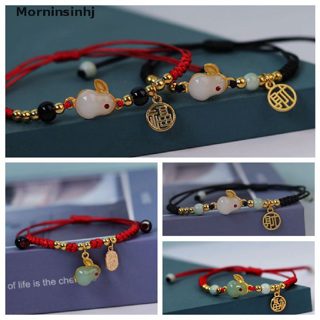 Mornin2023tahun Kelinci DIY Seni Kerajinan Gelang Tali Merah Dikepang Gelang Liontin Gelang Untuk Pacar Anak Siswa Hadiah Lucu Mengenang Anyaman Tangan Tali Perhiasan id