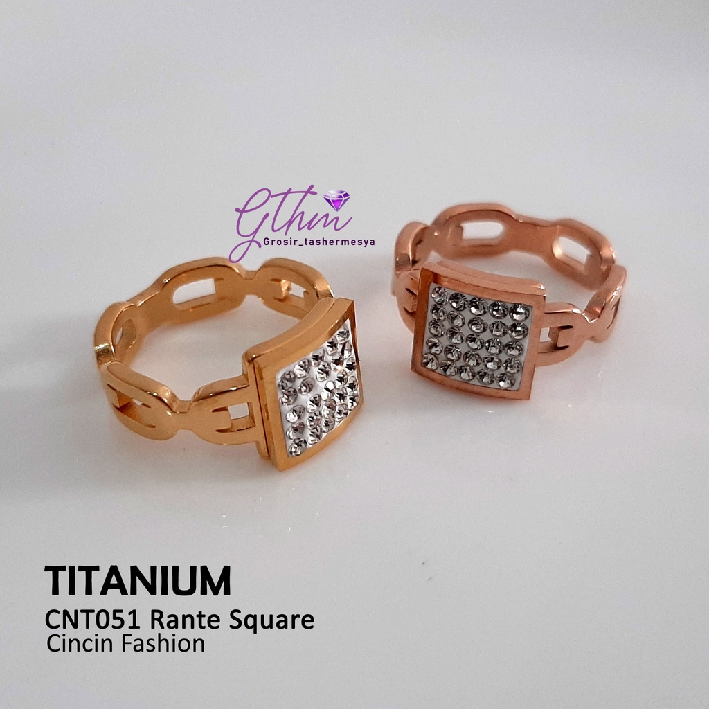 Cincin Titanium Plat mata Kotak Mewah Anti Karat cnt051