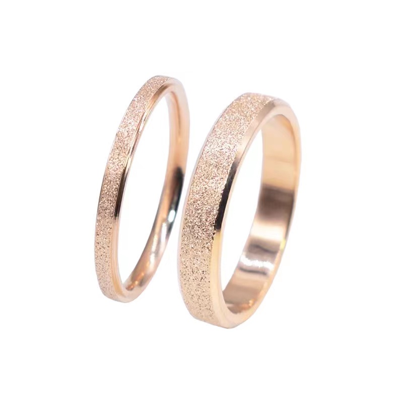 Cincin Bahan Titanium Steel |  Cincin Bahan Stainless Steel Lapis Rose Gold 18K Model Lebar | Cincin Pasangan Untuk Aksesoris