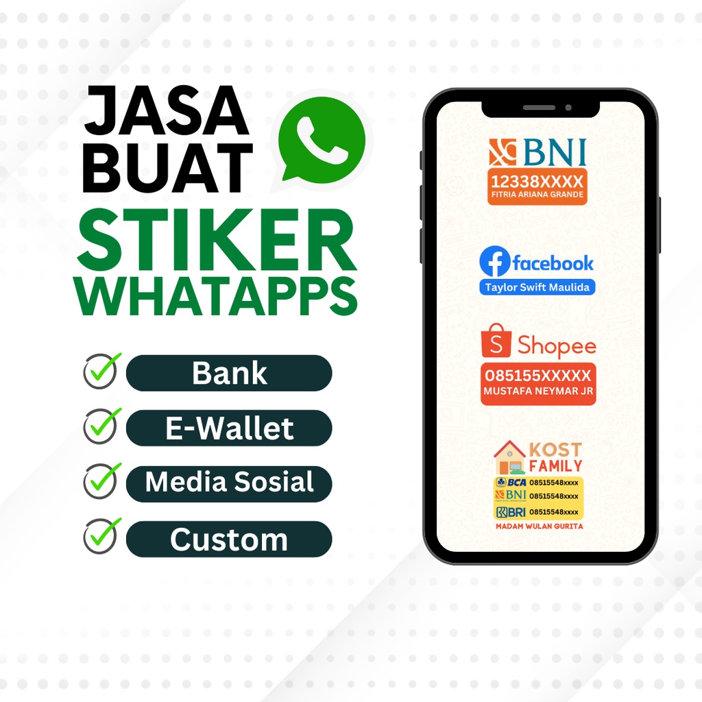 JASA BUAT STIKER WHATAPPS |  STIKER WA BUAT REKENING | STIKER MEDSOS | STIKER E-MONEY