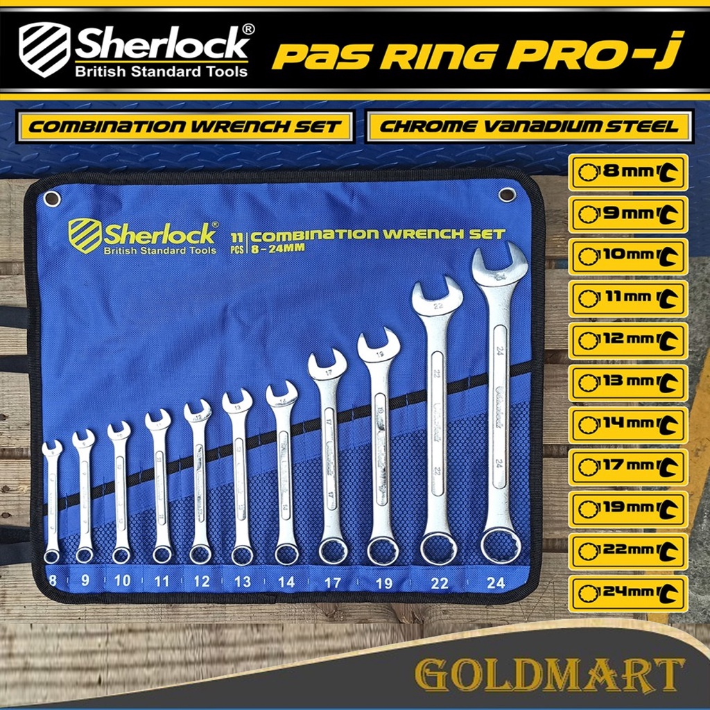 Kunci Ring Pas Original Sherlock 11 pcs per set (size: 8 - 24 mm ) Pro-J series