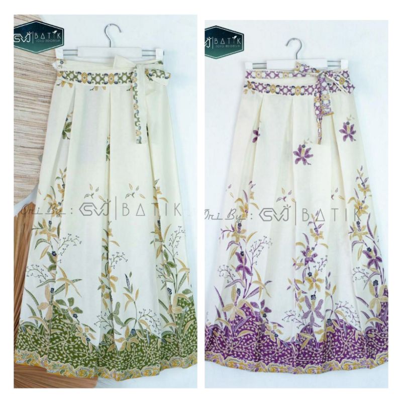 NEW ROK BATIK BAHAN KAIN PRIMIS ROK EKSLUSIVE POK TUNGGAL PURPLE DAN GREEN TEA ROK BATIK WARNA PUTIH