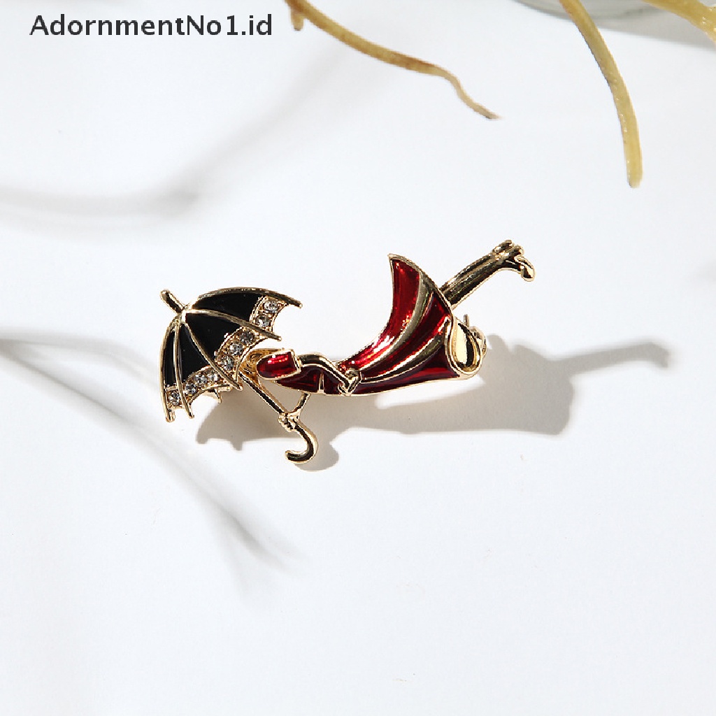 [AdornmentNo1] Bros Lady Retro Elegan Akrilik Untuk Wanita Desainer Mengambil Payung Beauty Figure Brooch Pin Hadiah [ID]