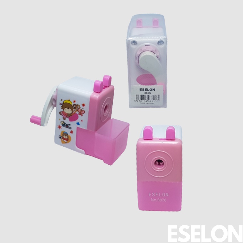 

ESELON Rautan / serutan pencil putar meja / pencil rolling sharpener 8826 PINK Kotak