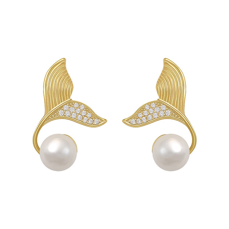 925tremella Stud Earrings Fishtail Pearl Earrings Temperamen Sederhana Perempuan High-End Influencer2022Anting Trendi Gaya Baru