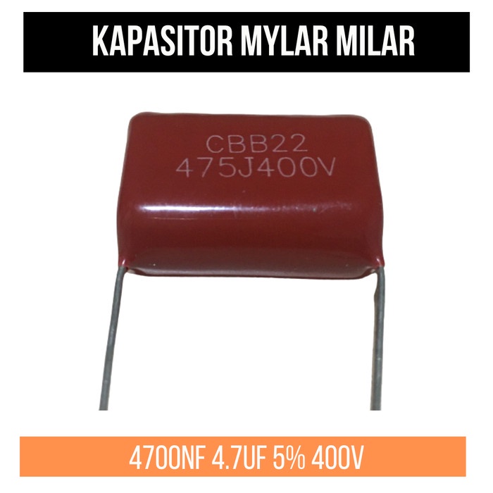 Kapasitor Capacitor Mylar Milar 475 4700nF 4.7uF 5% 400V 475J400v 475J