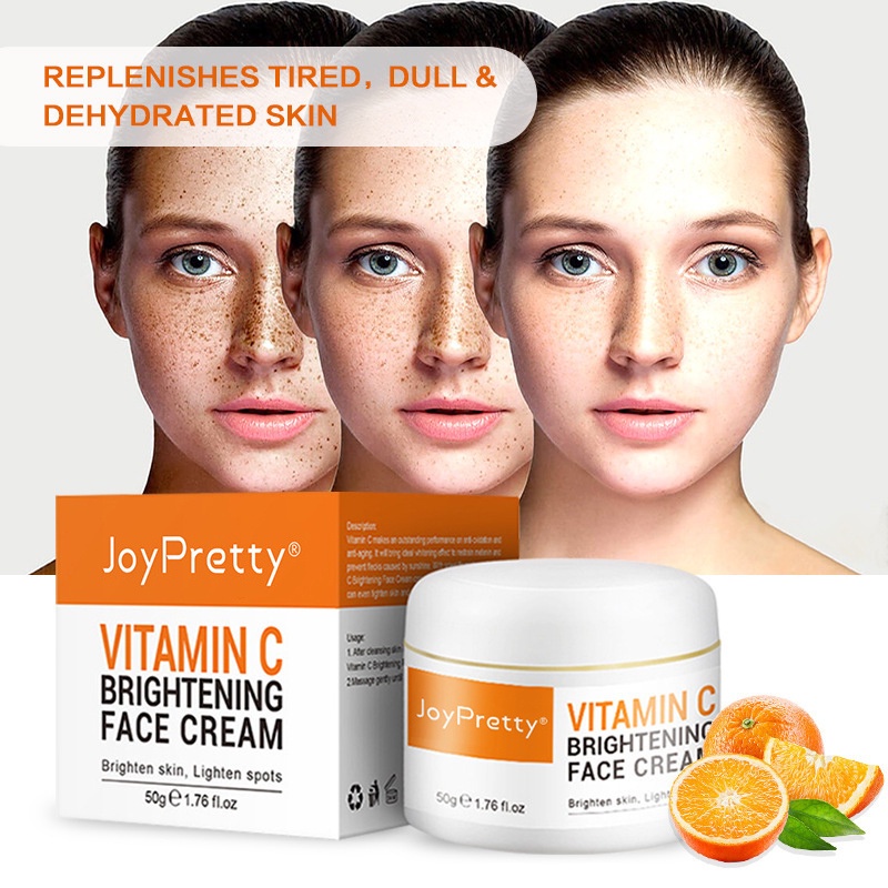 Joypretty Vitamin C Pencerah Wajah Krim Penghilang Hitam Melasma Krim Cream Pencerah Wajah 50gr-Mencerahkan Kulit,Flek Memudar,Anti-Oksidasi,Meningkatkan Elastisitas Kulit