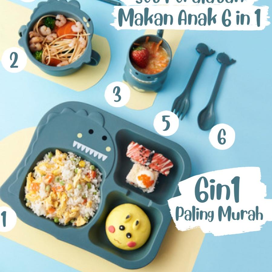 12.12 Fasion sale Set Tempat Makan Anak Set 6 in 1 Set Peralatan Makan Anak Kotak Makan Anak Karakte