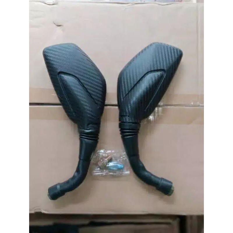 (BISA COD) Spion Motor Variasi Model Pulsar Motif Karbon Motor Honda Dan Yamaha Free Sambungan Spion Merek Akai Cocok Untuk Motor Nmax Aerox155 Lexi Pcx150 Vario150 Mio Scoopy Vixion