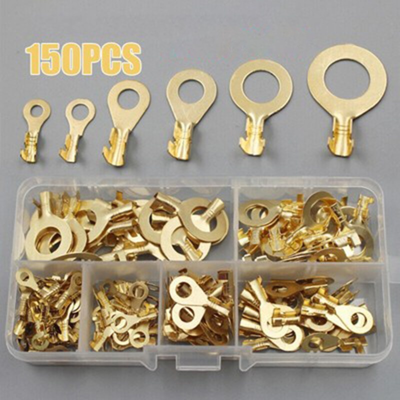 [AYBx] Baju Kaos Distro Pria Wanita Lengan Pendek 150x Crimp Tembaga Open-End Cable Lugs Ring Type Cable Wire Connector Gold Emas Non Isolasi