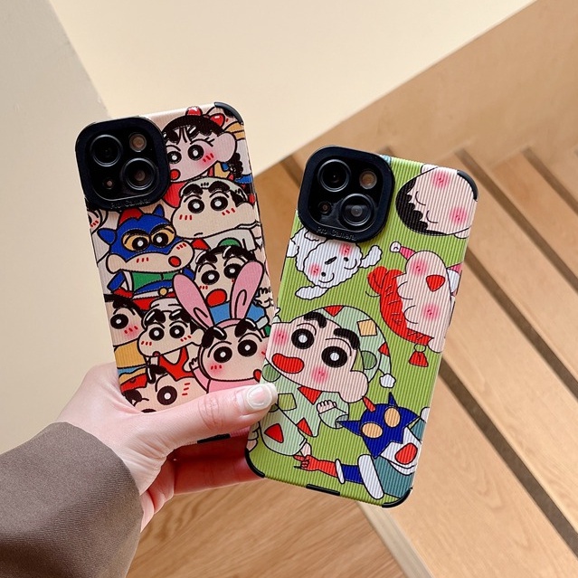 IPHONE Kartun Lucu Crayon Shin-chan Soft Case HP iP Iphone7 8 14+Plus SE 2020 X XS XR 11 12 13 14 Pro Max Cewek Casing Apple