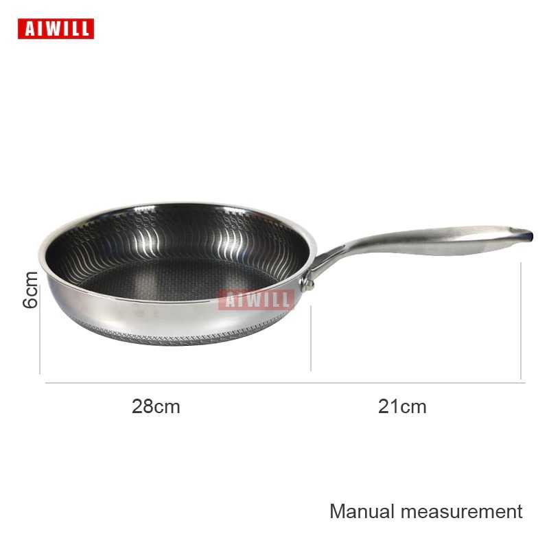 (BISA COD) FTIHSHP AIWILL Wajan Panci Masak Nonstick Stainless Steel 28cm - K01PAN304