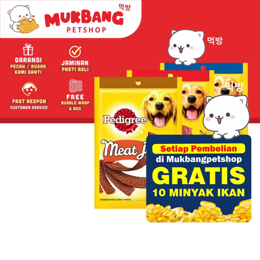 Pedigree Jerky Stick Strap Snack Anjing Cemilan Camilan Anjing Dendeng Kering Stik Pedigree Meat Jerky Strap Stix Smoke Beef