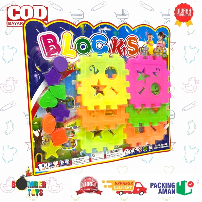 MAINAN ANAK BLOK PERSEGI PUZZLE KUBUS ISI 8 BENTUK KREATIF EDUKASI TOY