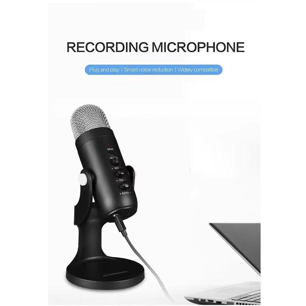 Huit Microphones Profesional USB Tripod Peralatan Laptop Mikrofon Siaran Suara Gaming Streaming Studio Desktop Tools