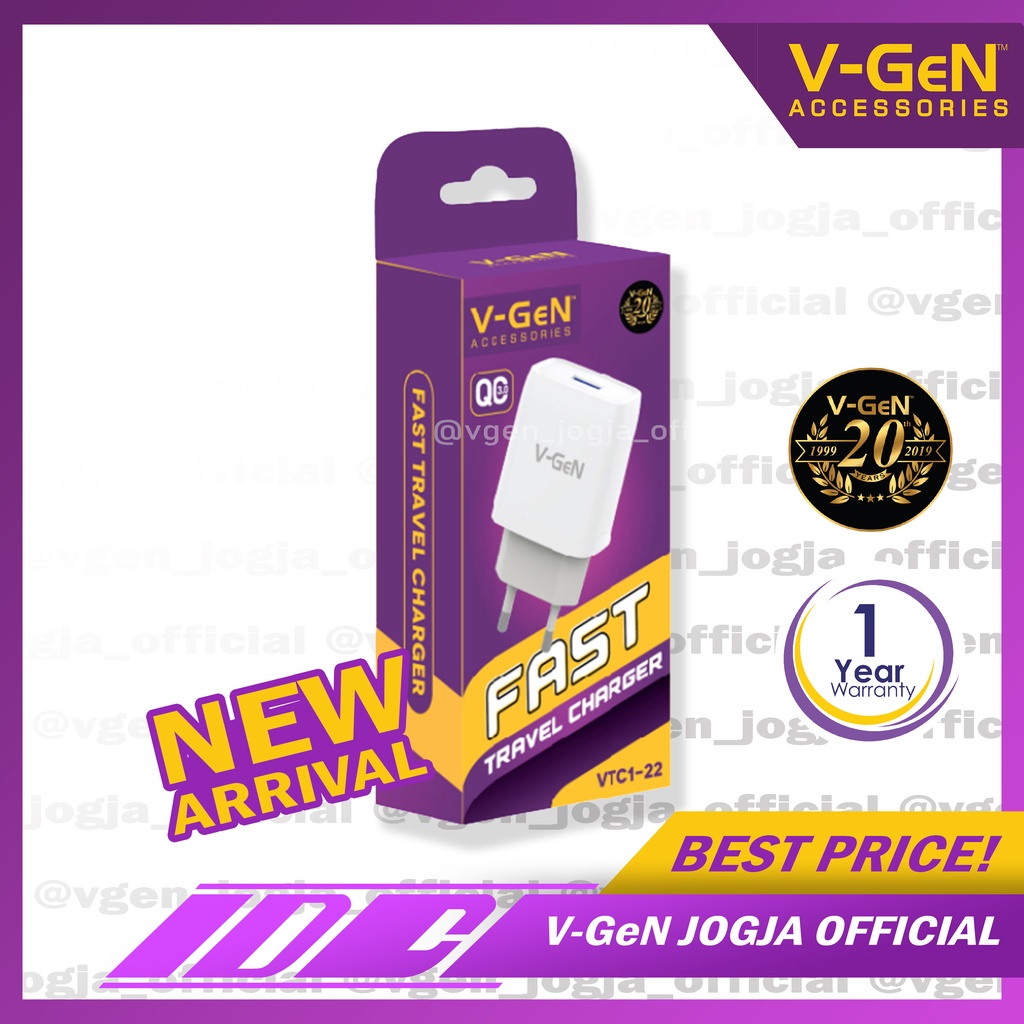 Travel Charger V-GeN VTC1-22 18W QC 3.0 Auto ID