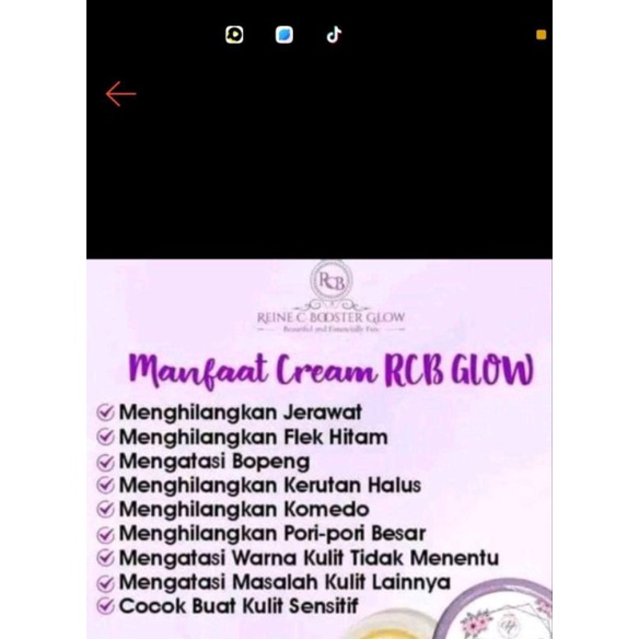 Cream RCB Glow 2 in 1 Siang/Malam Kulit Mulus Halus Lembut Free Gift Menarik