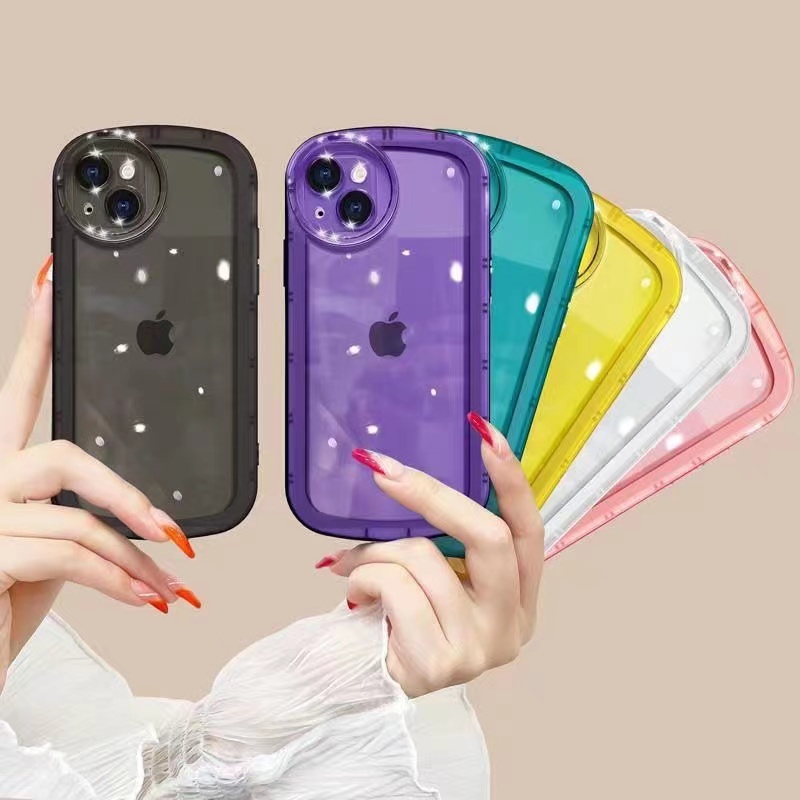 IPHONE Casing Ponsel Silikon Lembut Warna Transparan Baru Iphone11 12 13 14 Pro Max X XS XR 7 8 Plus Shockproof Anti Jatuh Case Cover