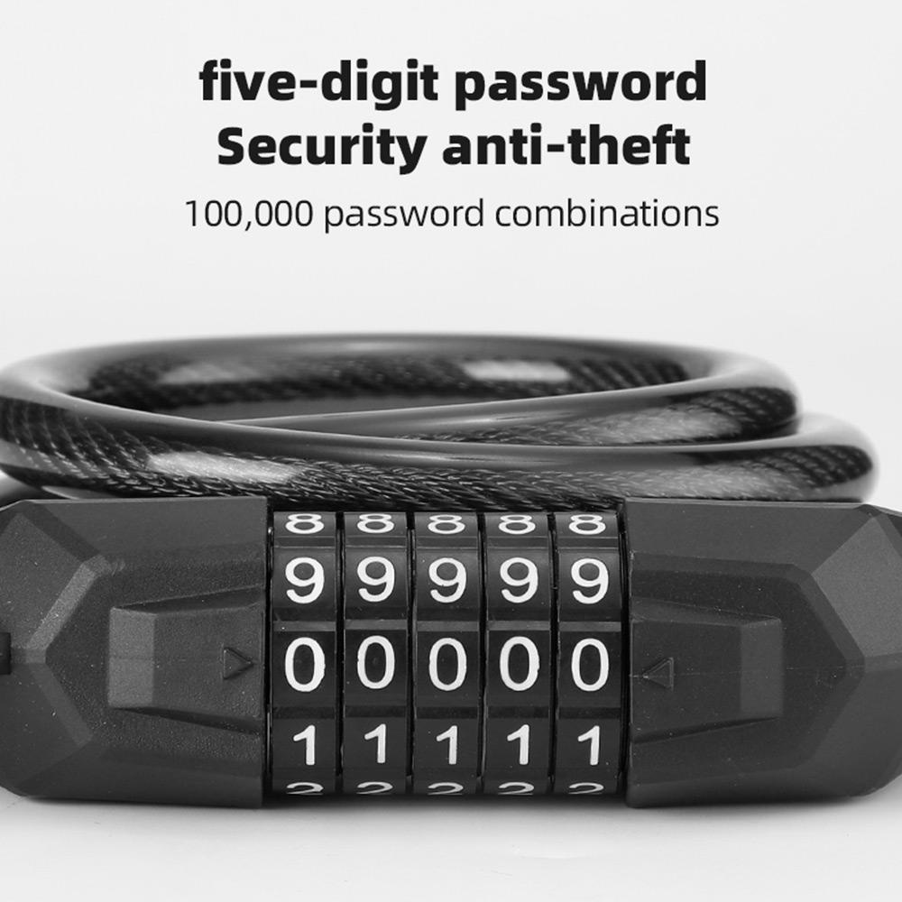 R-FLOWER Kunci Sepeda Aksesoris Bersepeda Keamanan Tinggi Kunci Sepeda Kombinasi 5digi Heavy Duty