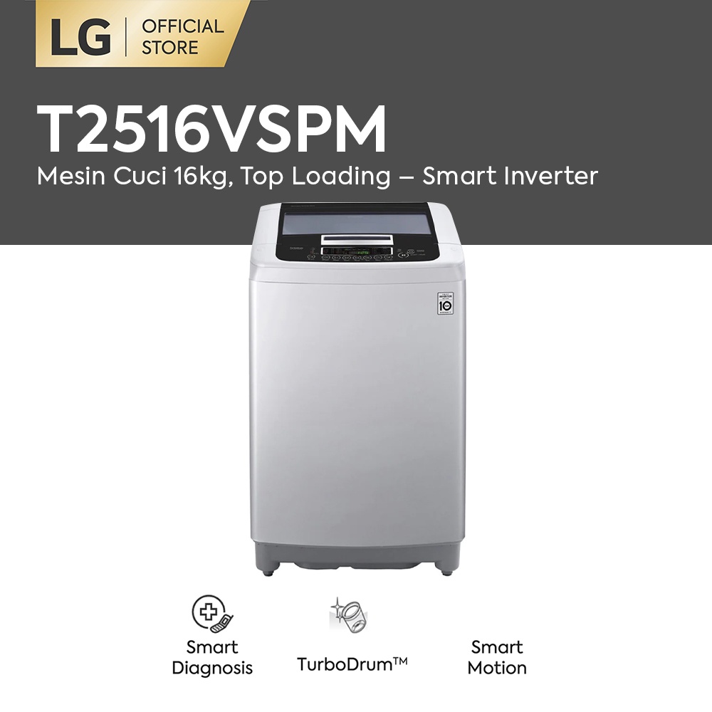 MESIN CUCI 1 TABUNG LG 2516VSPM (16KG) INVERTER GARANSI RESMI