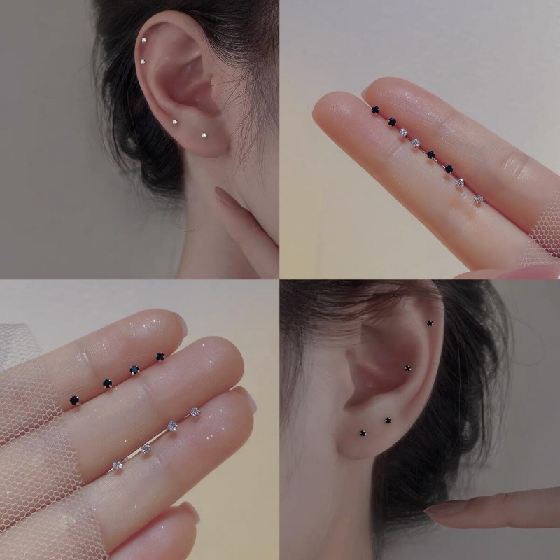 Indah S925 Perak Anting Tindik Telinga Tulang Telinga Ear Stick Earrings Untuk Wanita Perempuan