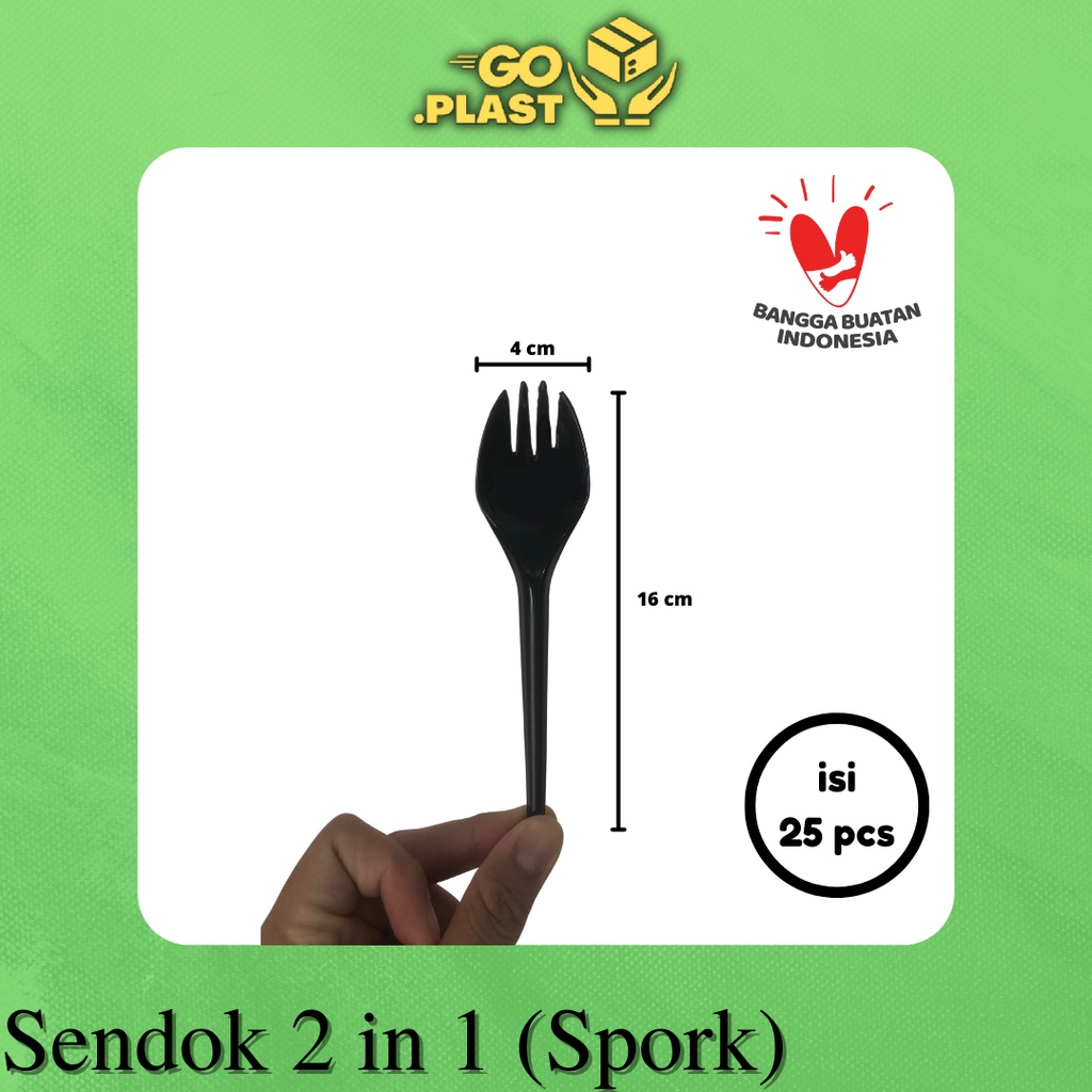 SENDOK GARPU 2IN 1/ SENDOK GARPU PLASTIK 2 IN 1 / SENDOK SPORK (25PCS)