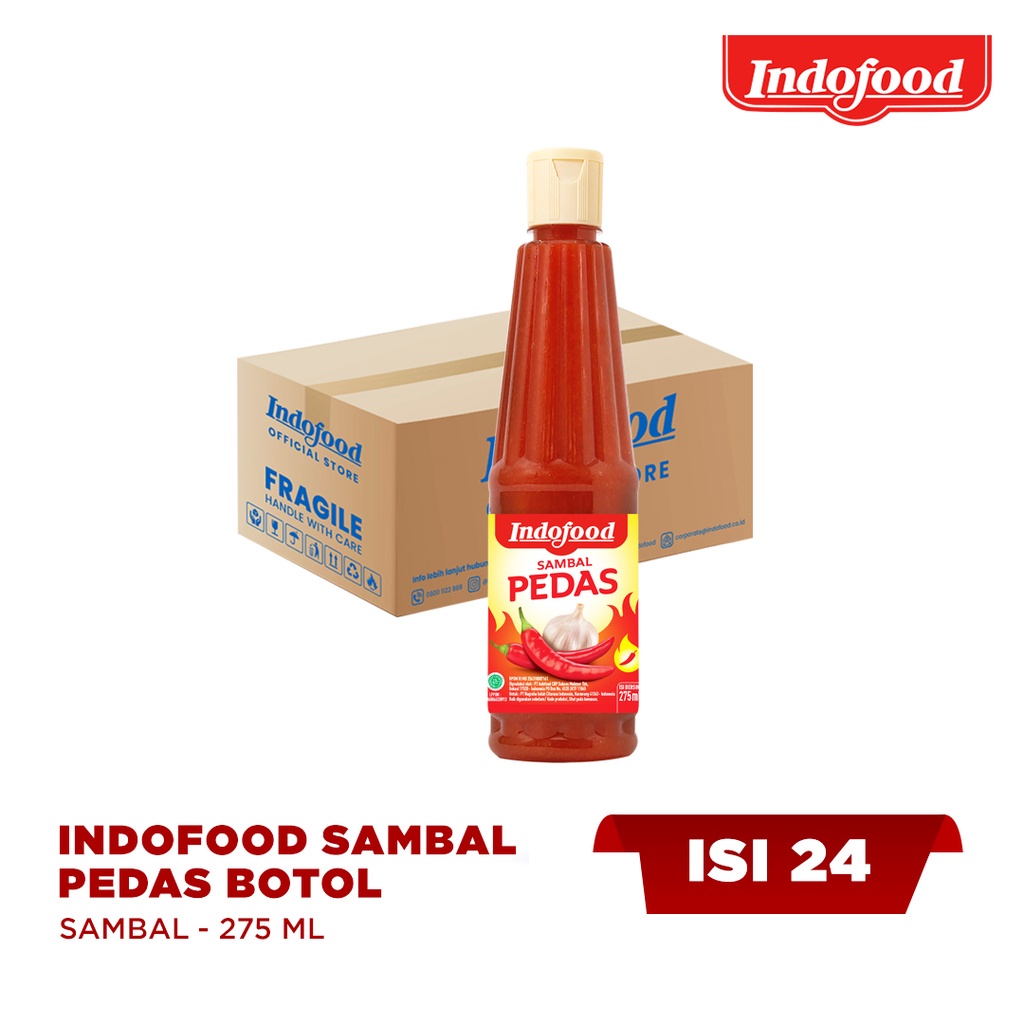 

1 ctn - Sambal Indofood Pedas Botol 275 ml