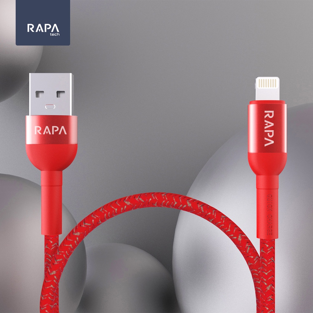 RAPAtech Cable Usb Lightning Fast Charge 2.4A 100cm Kabel Data iPhone 6 7 8 Plus/X/XS Max/XR/11 12 13 14 Pro Max (Rapa DC12)