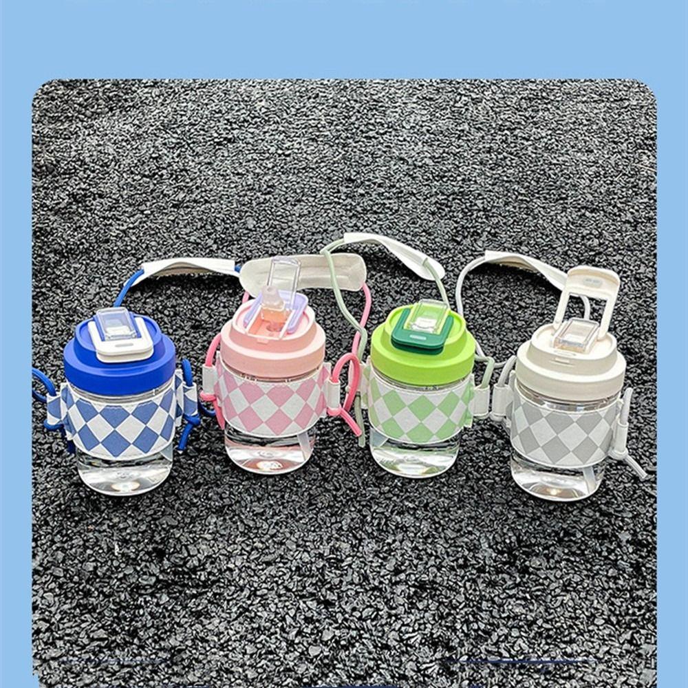 R-FLOWER 450ml Penutup Gelas Cangkir Minuman Ganda Gym Travel Bening Dengan Sedotan