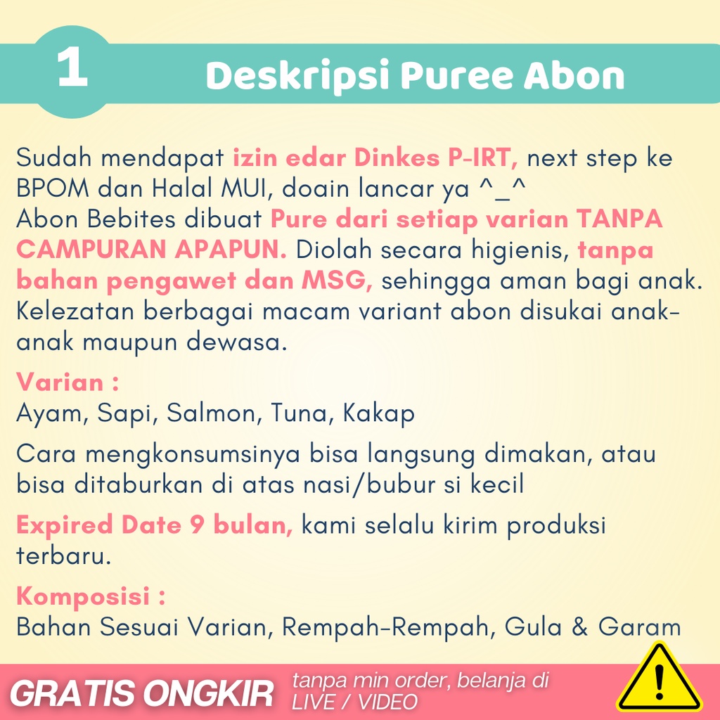 Abon Bayi Anak - Makanan Cemilan Penambah Berat Badan Nafsu Makan Anak Bayi Mpasi Bayi Non MSG - ARAMOMKIDS004