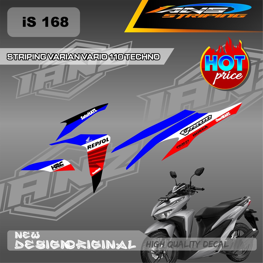 DECAL STIKER HONDA VARIO TECHNO 11O FULLBODY 2009-2013 DESAIN SIMPEL REPSOL / STIKER BODY VARIO 110 REPSOL / STRIPING KERETA HONDA VARIO IS168