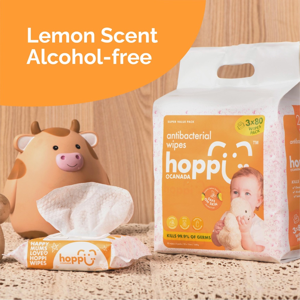 [Beli 2 diskon 50%] Tisu Basah Bayi HOPPI Anti Bakteri 80s Bundle 3in1 HB-024