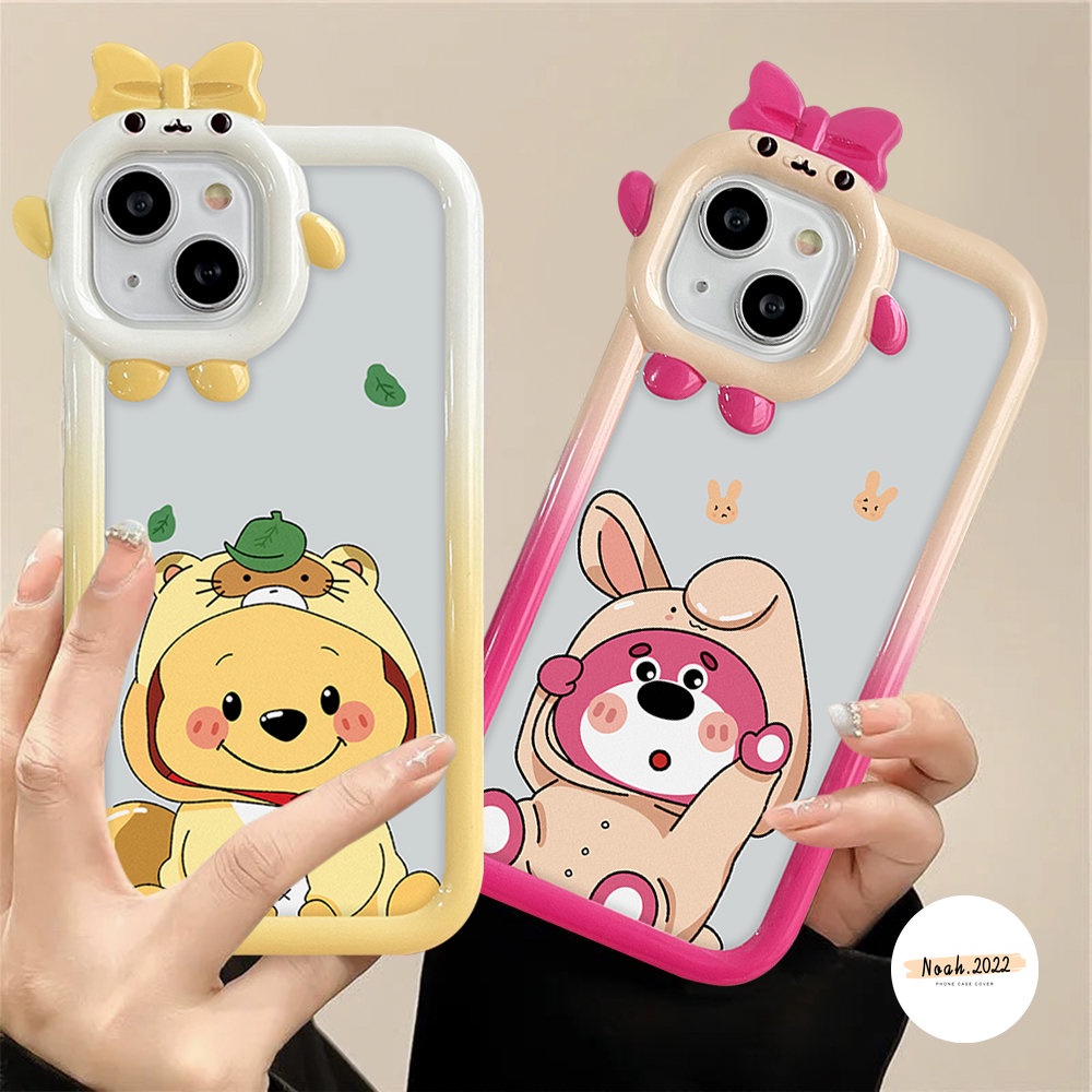 Case Untuk Samsung A04 A04s A04E A03s A53 A50s A50 A30s A52s A22 A71 A02s A33 A13 A12 A03 A32 A23 A52 A51 A21s A73 A11 A31 Kartun Winnie Bear Dalam Kostum Macan Lucu Soft TPU Case