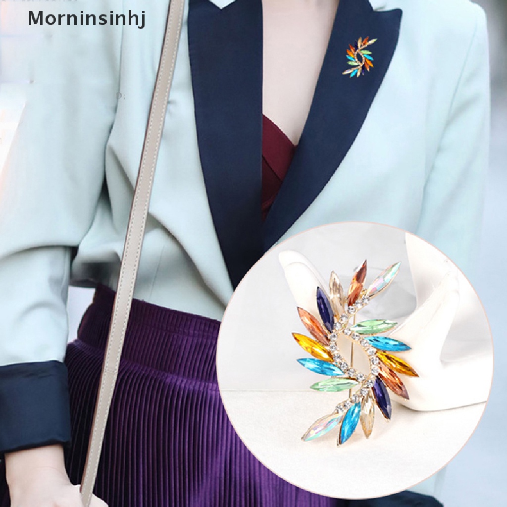 Mornin Pin Bros Kristal Berlian Imitasi Gaya Warna-Warni Untuk Wanita Fashion Perhiasan Pernikahan Korsase Dress Coat Aksesoris id