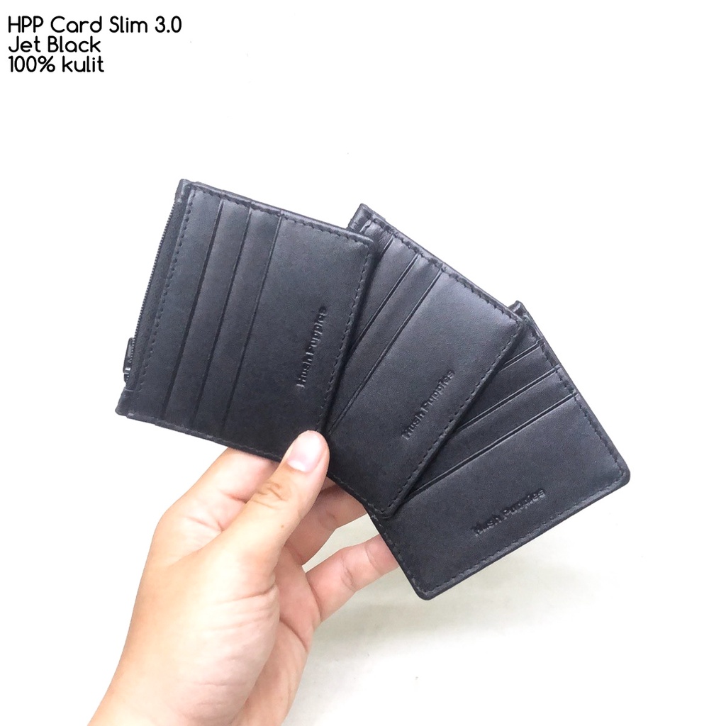 dompet kartu hushpuppies card slim 3.0 jet black premium quality dompet pria dompet kulit