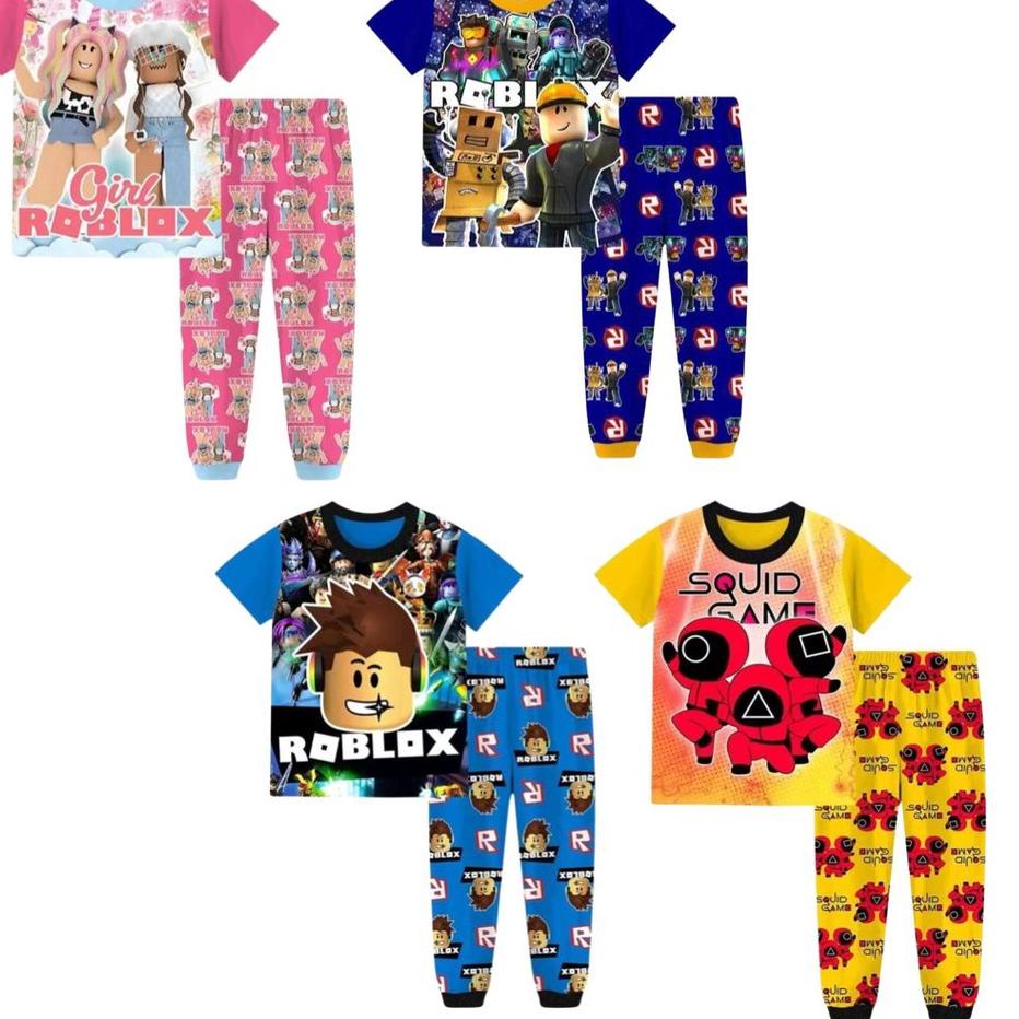 ✤ Piyama Anak/Baju Tidur Anak 3-13thn/ROBLOX/SQUID GAME Lengan Pendek ✲