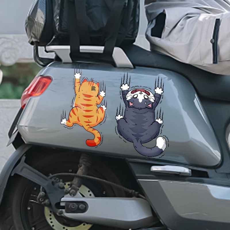 3pcs/set Climbing Cats Animal Styling Stickers/Perekat Diri Kartun Kucing Scratch Cover Decals/Aksesoris Dekorasi Body Mobil