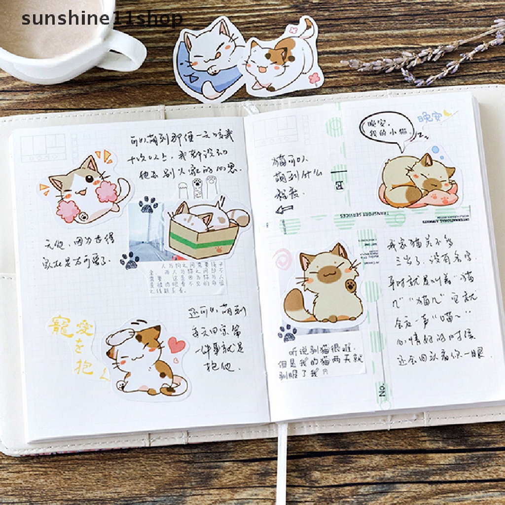 Sho 45pcs/box My Naughty Cats Diy Mini Paper Sticker Diary Album Scrapbooking Dekorasi Stiker Kawaii Stationery N