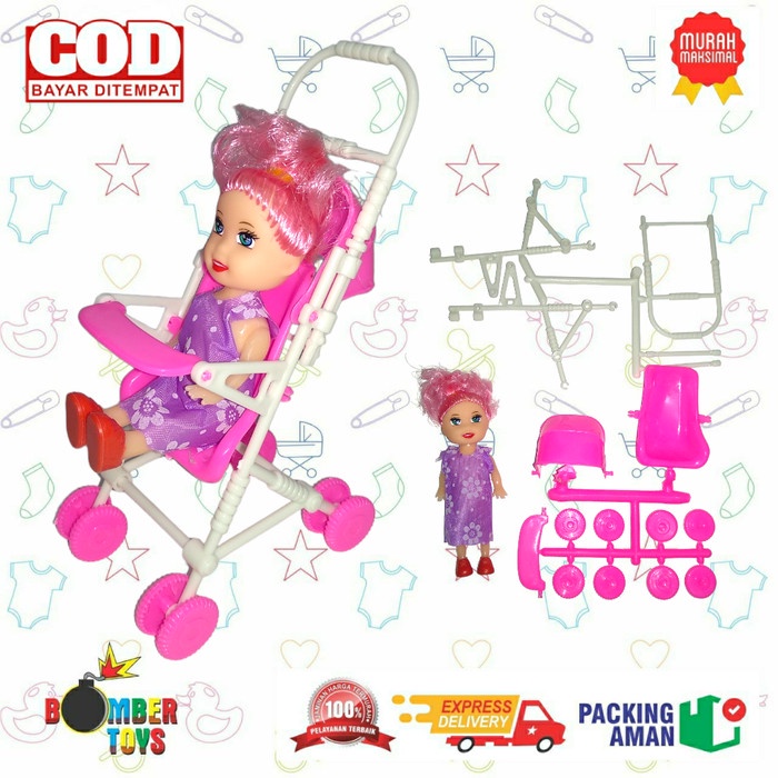 Boneka Berbi Barbi Kelly anak Solid Tangan Gerak Termurah Troli Tas